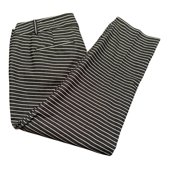 Women's LOFT Marisa Petite Ankle & Cropped Pants Navy White Stripe 8P - Picture 7 of 12
